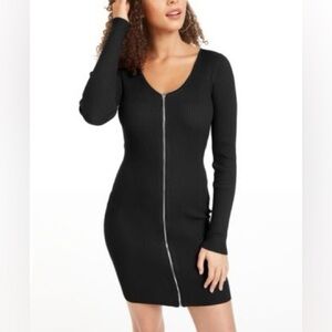 VENUS Black Textured Zip Up Dress